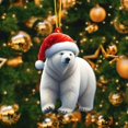 thumbnail image 2 of Christmas Ornament Polar Bear Santa Hat Hanging Accent, Christmas Tree Decor for Holiday Season Home Indoor Display, Festive Season Party Favor Acrylic Decoration, 1 Count, 2 of 8