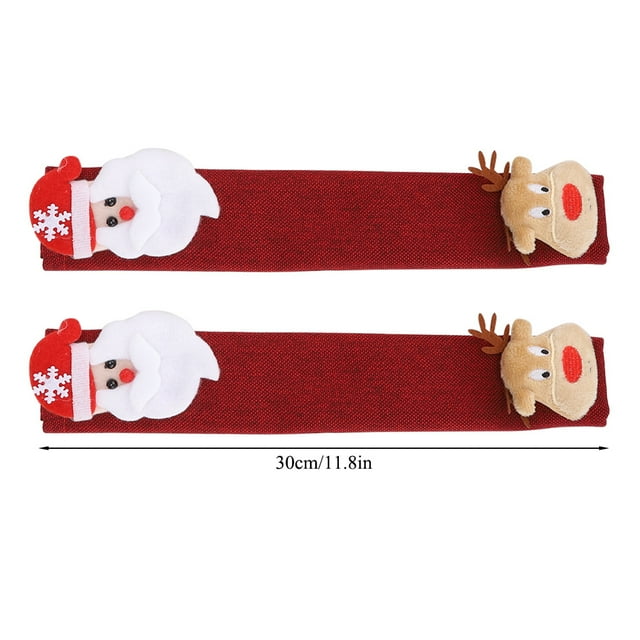 LHCER Couvercle de Poignée de Noël, 2 Pcs Motif de Noël pour Micro-Ondes Réfrigérateur Porte Gants Protection Décoration, Couvercle de Poignée