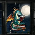 thumbnail image 4 of Gmogad Woodland Dragon Book Acrylic Ornament, 4 Inch Librarian Gift Suncatcher Decor, Home Shelf Desk Christmas Tree Bookish Accent, 4 of 9