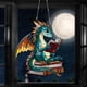 thumbnail image 5 of Colgante de ventana de acrílico con forma de dragón y libro del bosque, regalo para amantes de los libros, decoración del hogar literaria, no atrapasol, regalo para bibliotecario, dragón y libro., 5 of 7