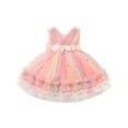 thumbnail image 2 of IBTOM CASTLE Toddler Flower Girls Tulle Dress Sleeveless Princess Tutu Dress Birthday Party Wedding Pageant Gown 1-2 Years Pink Rainbow, 2 of 8