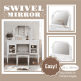 thumbnail image 5 of MODERNLUXE Makeup Vanity Desk with Mirror,Dressing Table Set with 5 Drawers, 2 Cabinets and Stool,Space-Saving Beauty Station for Bedroom,White, 5 of 10
