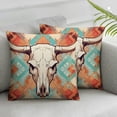 thumbnail image 3 of Boho Cow Print Pillow Cover Aztec Western Bull Skull Flowers Soft Flannel Pillow Covers Western Bull Cow Skull Pillowcases Cushion Cover Decor for Sofa Couch Bed, 3 of 7