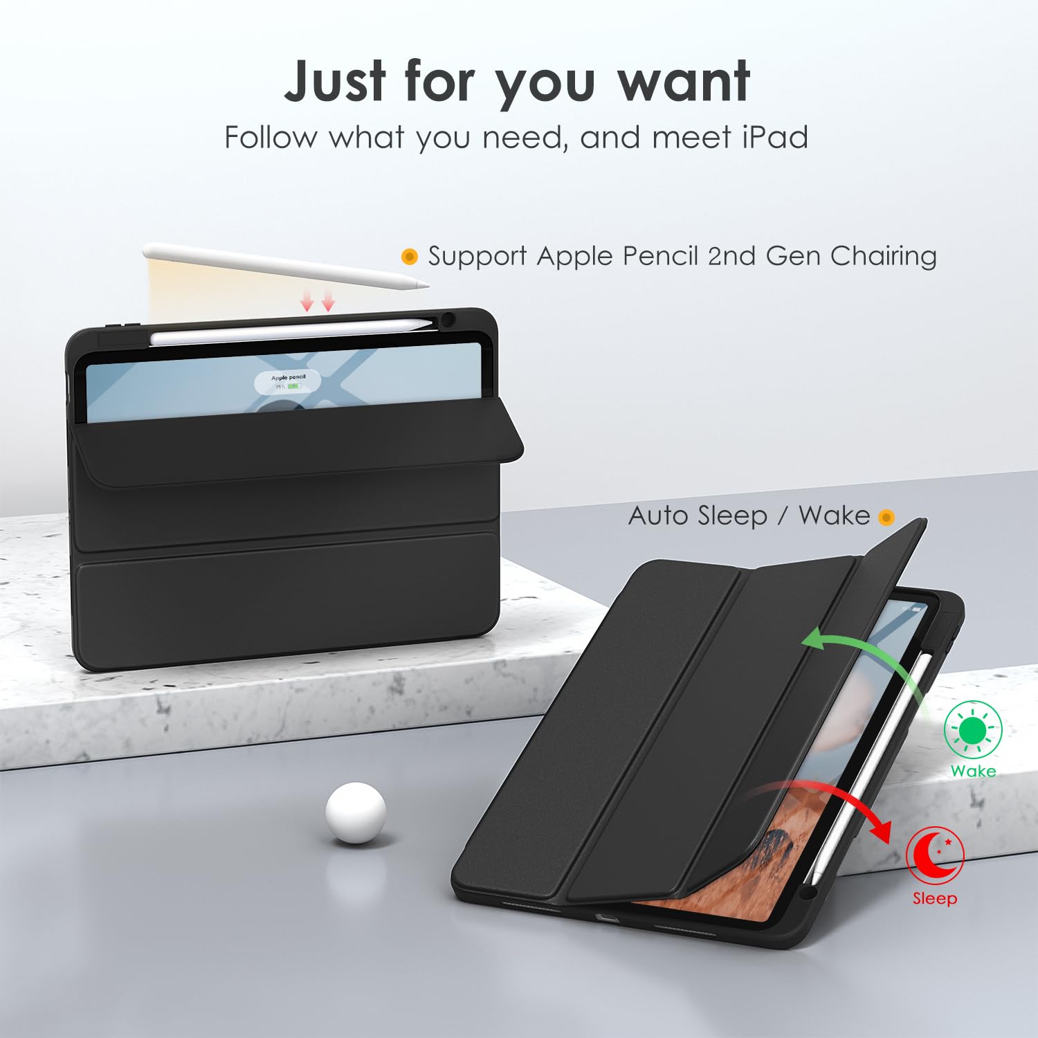 Étui Pour IPad Pro 11 2024 (5ème Génération, M4), Avec Porte-stylo, Support Orientable/paysage Réglable, Fonction Veille/réveil Automatique, Compatible Apple Pencil Pro/USB-C, Bleu Foncé