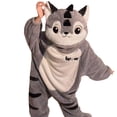 thumbnail image 2 of Pajamas for Women Men Animal Onesie Adult Cute Cartoon Fleece Plush Sleepwear Warm Loungewear Loose Sleepwear Gray M, 2 of 9