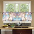 thumbnail image 4 of Yayeee Kitchen Curtains Tier Set of 2 Light Filtering 57"x24" Over Sink Window Panels, Elegant Marble Pattern, 4 of 7