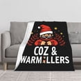 thumbnail image 2 of Durable Soft & Warm Flannel Blanket - Cozy Santa Claus Design with Red Leaves & Yellow Stars Perfect for Sofa Travel Bed & Chair, 2 of 7