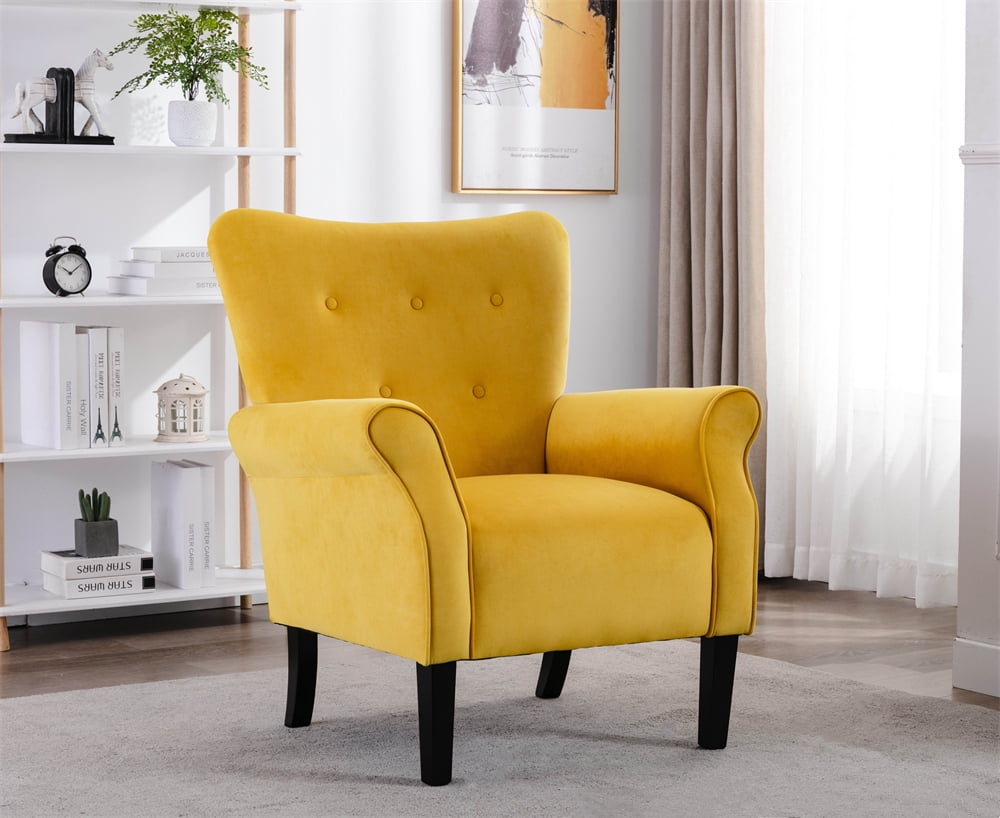 Button Tufted Accent Chair, Modern Wingback Armchair, Upholstered