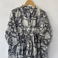 thumbnail image 3 of Flower Printed Gray Color Dress, Handblock Dress, Cotton Printed Dress Sketer Circle Dress,Flapper Dress,Blousen Dress,Long Dress, 3 of 6