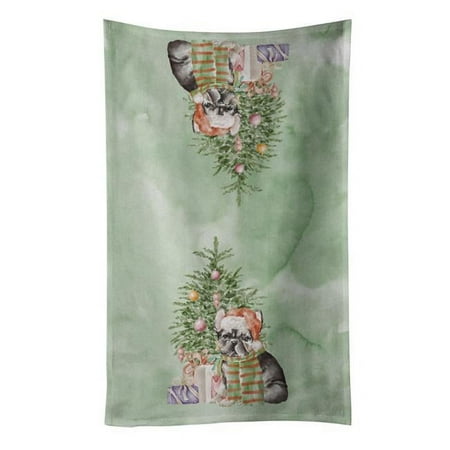 

25 x 15 in. Unisex Christmas French Bulldog Black No.2 Kitchen Towel Multi Color