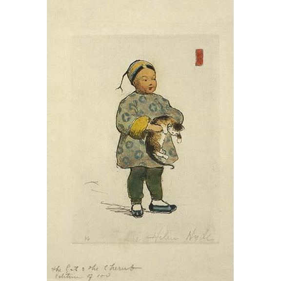 The cat and the cherub-Fine Art Canvas Print (20" x 30")