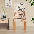 thumbnail image 4 of Yayeee 4 Pack Dining Chair Covers Stretch Parson Chairs Slipcovers Seat Protector, Gray Cartoon Halloween Cat, 4 of 6