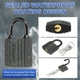 thumbnail image 5 of Uxcell 2 Pcs Weatherproof Padlocks, 1.3 Inch Wide Alloy Steel Outdoor Rustproof Long Beam Locks Vinyl Wrapped Waterproof Pin Tumbler Padlock with Brass Cylinder for Garages , Black, 5 of 7