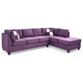 thumbnail image 2 of Malone 111 in. Purple Suede 4-Seater Sectional Sofa with 2-Throw Pillow, 2 of 4