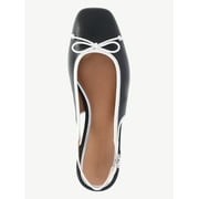 Free Assembly Women's Slingback Block Heel Shoes with Front Bow
