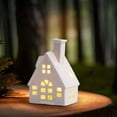 thumbnail image 4 of Ceramic Houses With LED Lights Glowing House Figurines Tabletop Decor Village Set Scene Props For Party And Celebrations, 4 of 6