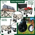 thumbnail image 5 of Yoneston Collapsible Wagon Cart, Portable Heavy Duty Utility Wagon with 3pcs Plastic Liner Cover Bag for Camping, Picinc, Shopping, Beach, Grocery Transport, Off-White, 5 of 11