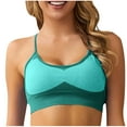 thumbnail image 2 of Xfvqtps Sports Bras for Women Wireless Spaghetti Strap Padded Push up Rib Solid Color Crop Tank Tops for Yoga Gym Fitness Army Green, 2 of 4