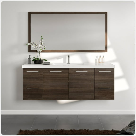 Eviva Luxurious 60 Inch Double Sink Vanity in Grey Oak