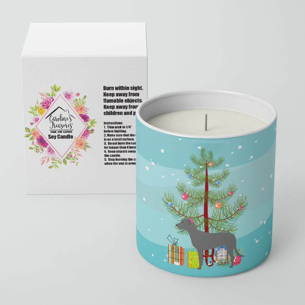 Carolines Treasures BB2921CDL 3.75 x 3.25 in. Unisex Irish Wolfhound Merry Christmas Tree 10 oz Decorative Soy Candle
