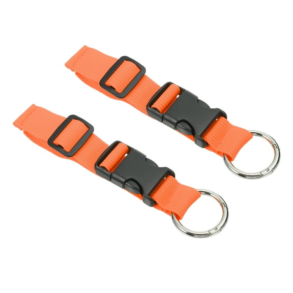 Luggage Connector Straps 1x6.3" Jacket Grip Travel Belt Add a Bag Strap with Ring Buckle, Orange 2 Pack