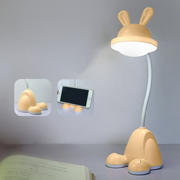 3-Speed USB Desk Lamp - Eye Protection LED Study Light with Pen Holder, Adjustable Brightness for Students, Dorm Room (12.6 Inch) Yellow