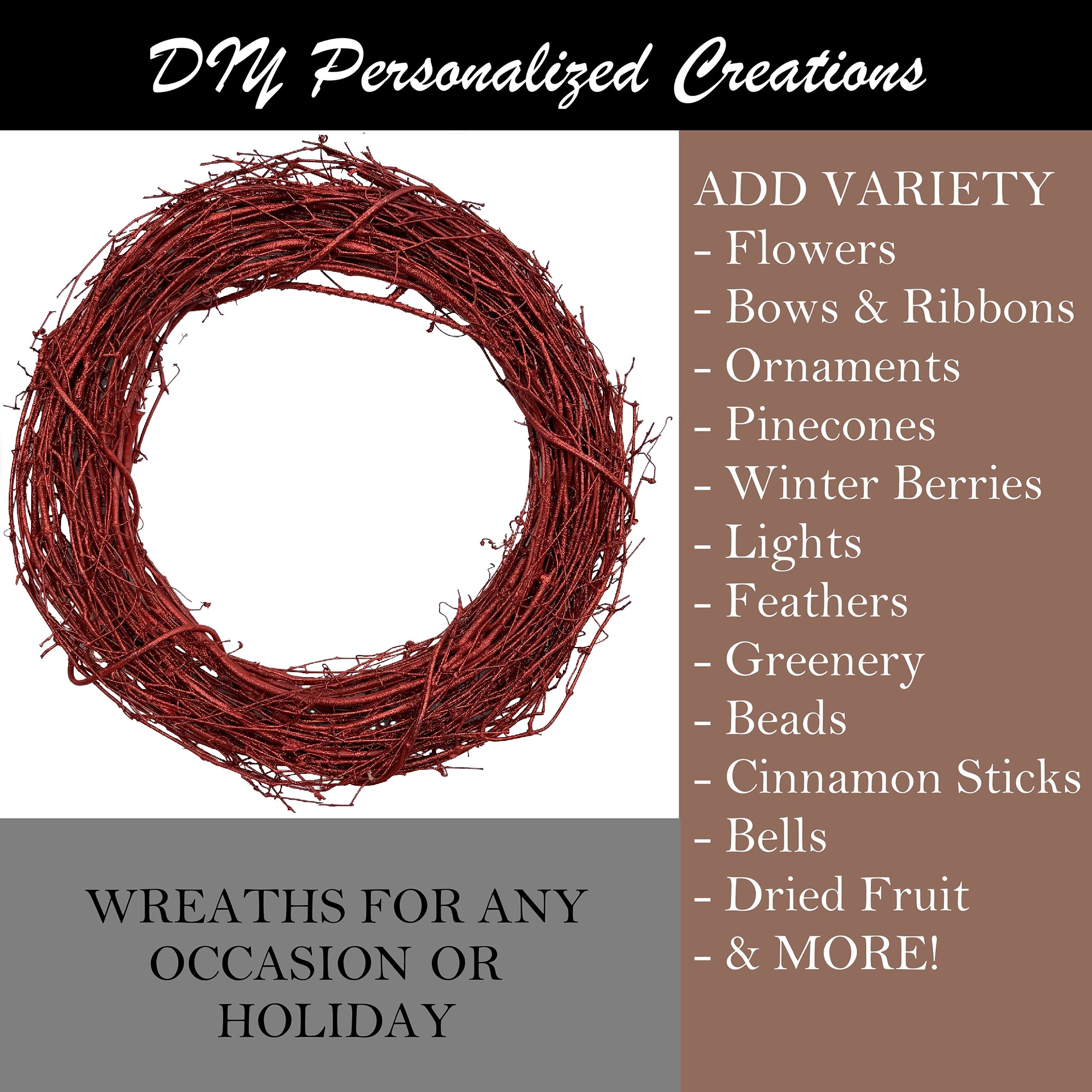 Kraft Lane: 18" Painted Grapevine Wreath - Glitter Red - DIY Craft Projects, Handcrafted, In-Outdoor Decoration, Behr Paint, Seasonal-Holiday-Home