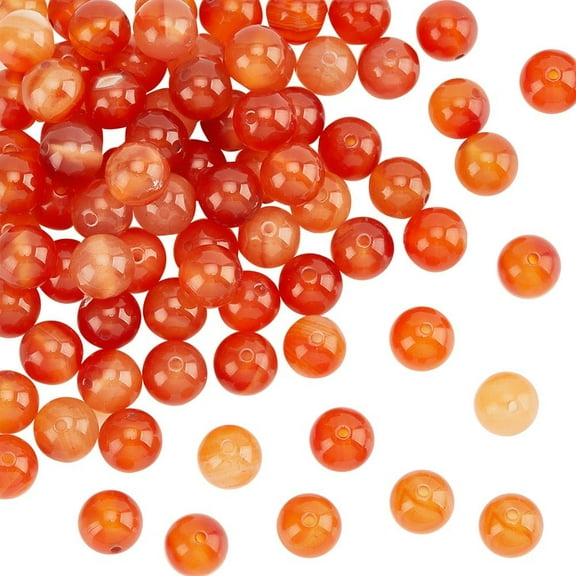 76 Pcs Natural Carnelian Beads Strands 10mm Loose Gemstone Polished Beads 1mm Hole Energy Stone Bead Round Spacer Loose Stone Beads Natural Round Beads for Bracelets Charm Jewelry Making