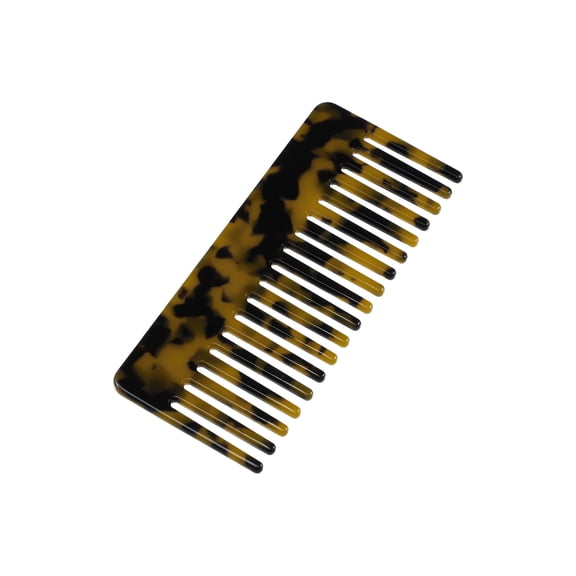 Unique Bargains 1Pc Women Heat Resistant Wide Tooth Comb Brown and Yellow
