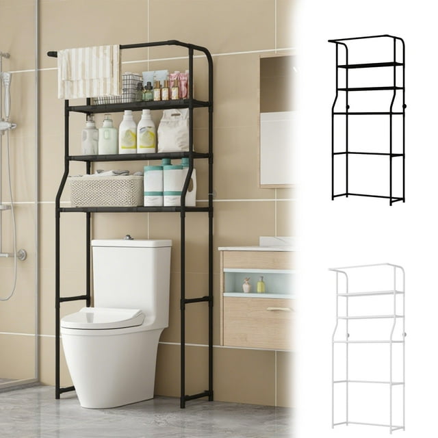 mfyjkho Estante De Almacenamiento De 3 Niveles Sobre El Inodoro Con Ganchos Para Organizar El Baño, Paquete De 1