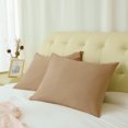 thumbnail image 3 of Silky-Soft 2-Pack Travel Pillowcases 1800 Microfiber Pillow Case with Zipper Closure, Light Brown Bedding Pillow Covers, 3 of 7