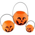 thumbnail image 4 of Cubos de calabaza portátiles para Halloween, linterna con luces LED, soportes para dulces de calabaza, bolsas para trucos o golosinas para niños, suministros para regalos de fiesta de Halloween,, 4 of 5