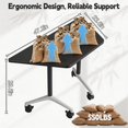 thumbnail image 2 of 4 Pcs Folding Conference Table with Wheels,47.2in Flip-Top Conference Tables,Mobile Training Table for 2-12 Person,Trapezoid Design,for Classrooms & School Office Spaces(Black), 2 of 8