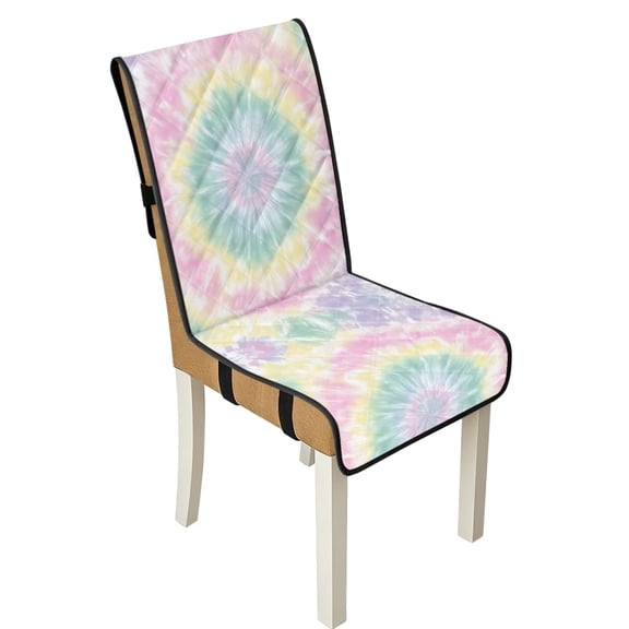 TSOVTHRID Colorful Tie Dye Print Quilted Dining Chair Covers, Stretch Removable Chair Cushion Slipcovers with Elastic Band, Seat Covers for Dining Room, Kitchen, Set of 1