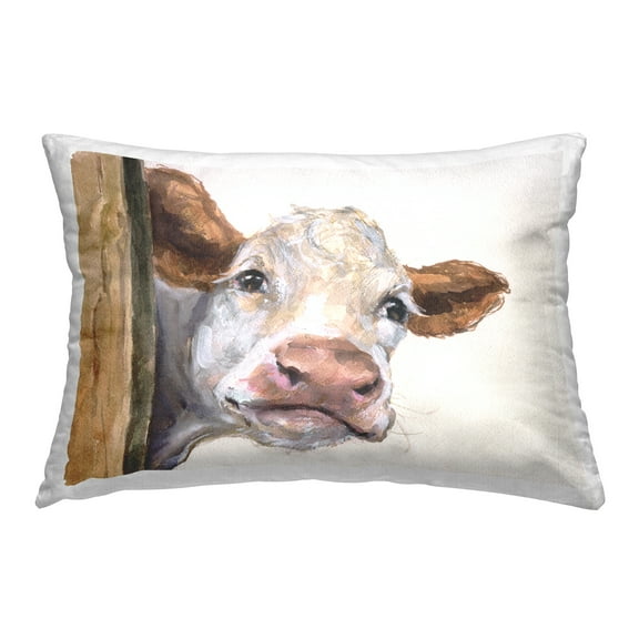 Stupell Industries Smiling Peeking Cow Decorative Printed Throw Pillow Design by GeorgeDyachenkoArt