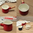 thumbnail image 4 of Yumcute Home Mini olla de leche esmaltada de 4 pulgadas, 17 onzas, boquilla doble con mango de madera, cacerola pequeña para salsa, tamaño perfecto para calentar porciones líquidas más pequeñas (rojo), 4 of 7