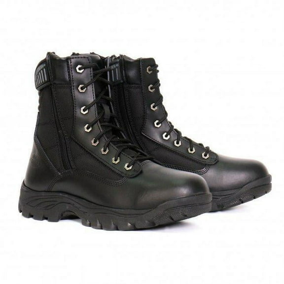 Hot Leathers BTM1012 Men's Black Leather Swat Style Lace Up Boots with Zippers 10.5