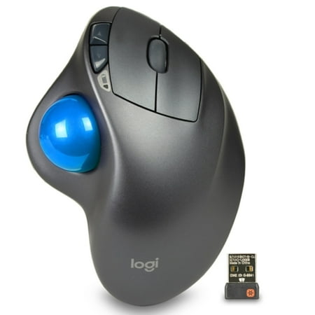 Used Logitech M570 2.4Ghz Wireless 5-Button Laser Trackball Mousew/Logitech Usb Unify