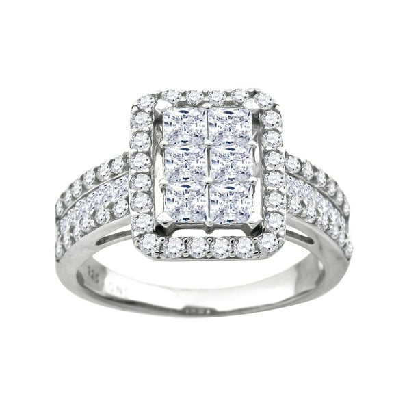 925 Sterling Silver Womens Princess Cut Cubic Zirconia Fashion Engagement Ring Size 7 Engagement Ring for Women