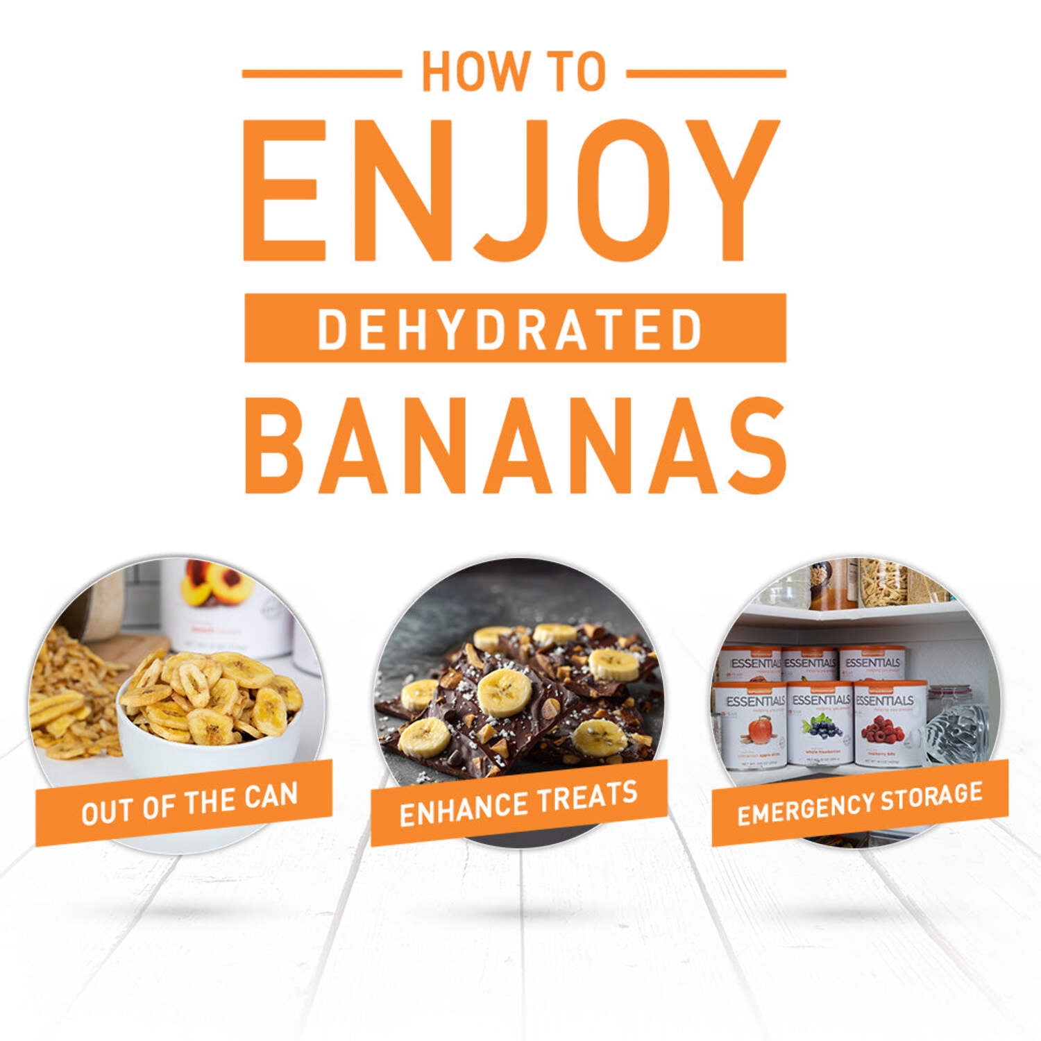Emergency Essentials, Dehydrated Banana Slices, Emergency Food Supplies, 10-Year Shelf Life, 24 Servings
