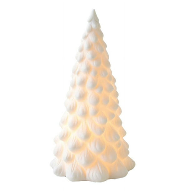 Árbol de Navidad de Cerámica con Luz, Decoración Iluminada de Porcelana Vintage para las Fiestas B