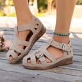 thumbnail image 3 of Blue Wedges Sandals Women Trendy Lightweight Wide Width Low Wedge Heels Womens House Shoes Size 9 Summer Wedges Slides -Flatform, Bohemia, Beach, Wedding, 3 of 9