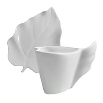 HEMOTON Adorable White Ceramic Coffee Mug for Home Office Use with Saucer 1 Set