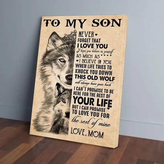 Poster To My Son Love Wolf Mom- UNFRAMED Poster Prints, Wall Art For Home Decor Or Office - Great Gift Idea For Friends & Family, UNFRAMED-8x12