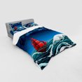 thumbnail image 3 of Nautical Duvet Cover Set, Vintage Vessel Sailing in Stormy Weather at Dark Night Majestic Wave Print, Bedding Set with Shams and Fitted Sheet, 3 Sizes, by Ambesonne, 3 of 3