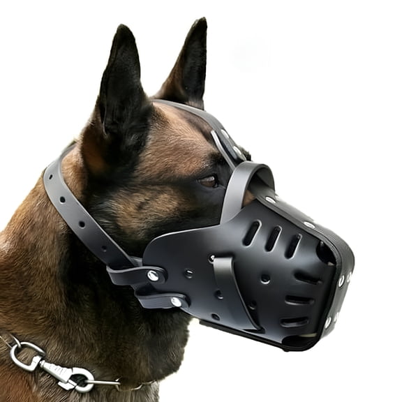 GASTROPOD Adjustable Dog Muzzle Leather Basket Muzzle for Medium Large Breeds with Quick Release Buckle for Easy on and Off Anti Bite and Anti Eating Features,Basket Muzzle for Dogs