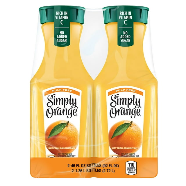 Simply Pulp-Free Orange Juice, 46 fl. oz., 2 pk.