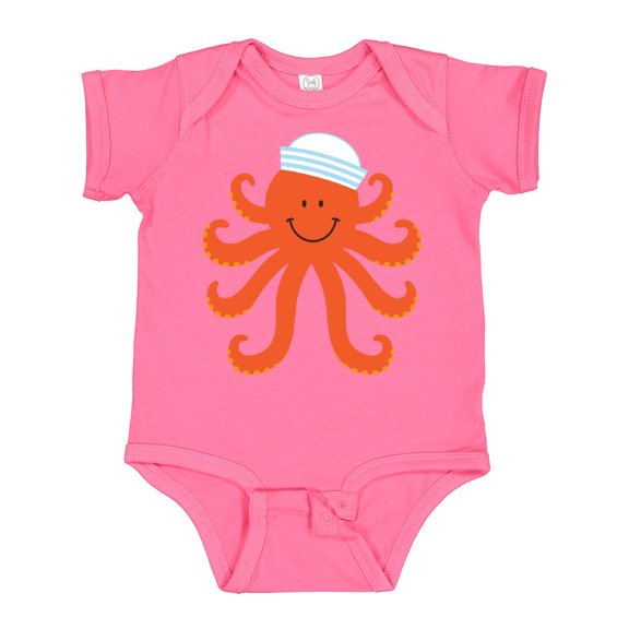 Inktastic Orange Octopus Cute Sea Creature Nautical Boys or Girls Baby Bodysuit