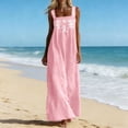 thumbnail image 5 of Ecqkame Summer Dresses for Women Square Neck Sleeveless Embroidered Floral Casual Flowy Daily Vacation Maxi Dress with Side Pockets Pink L, 5 of 6