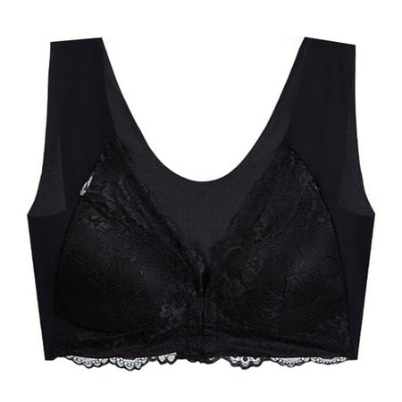 

Juliy Lady Bra Push Up Front Closure Lace Wide Shoulder Strap Solid Color Support Breast Seamless Sweat Absorption Plus Size Women Sports Bra Inner Wear Clothes